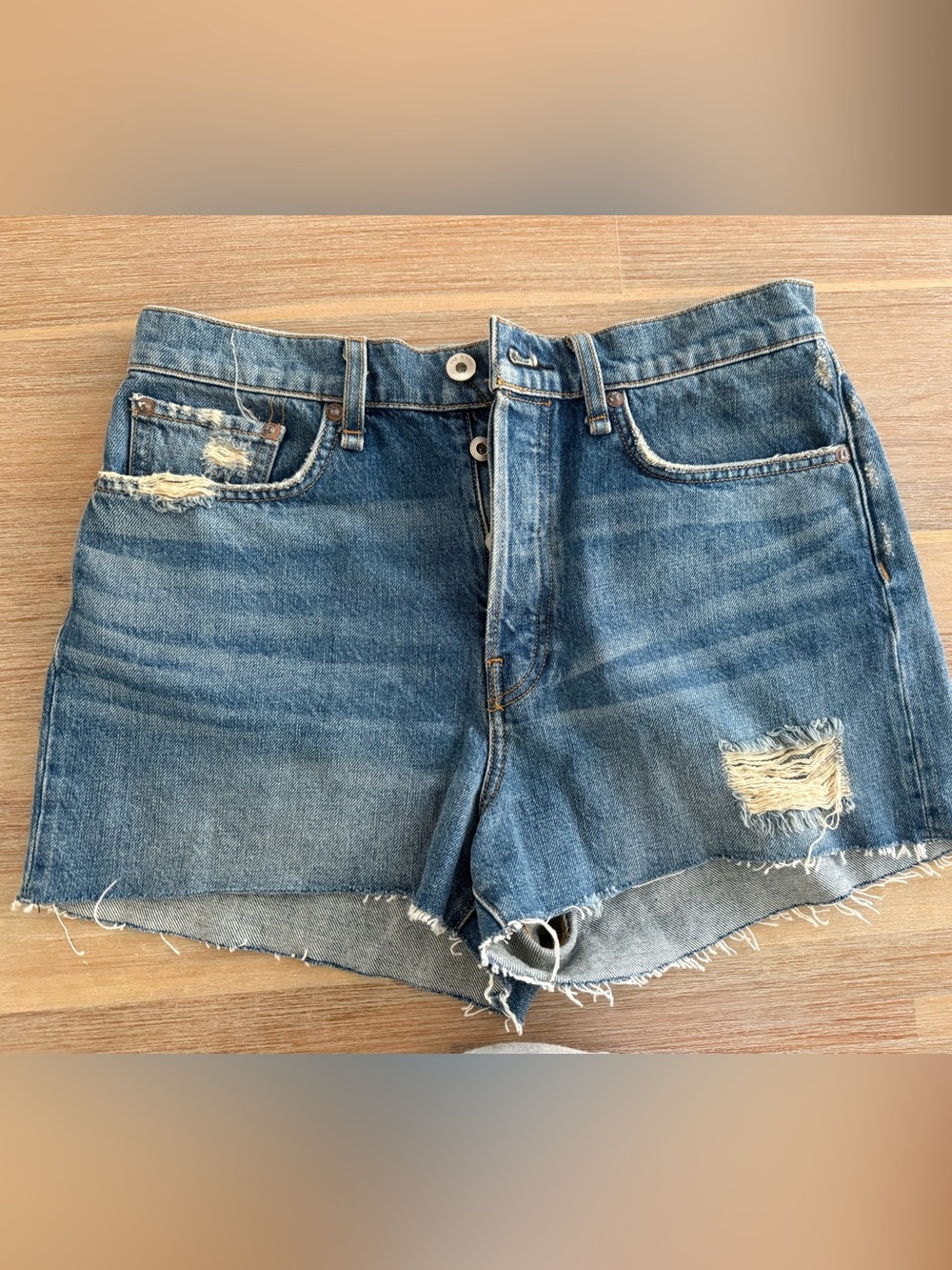 rag & bone Distressed Blue Denim Cutoff Shorts